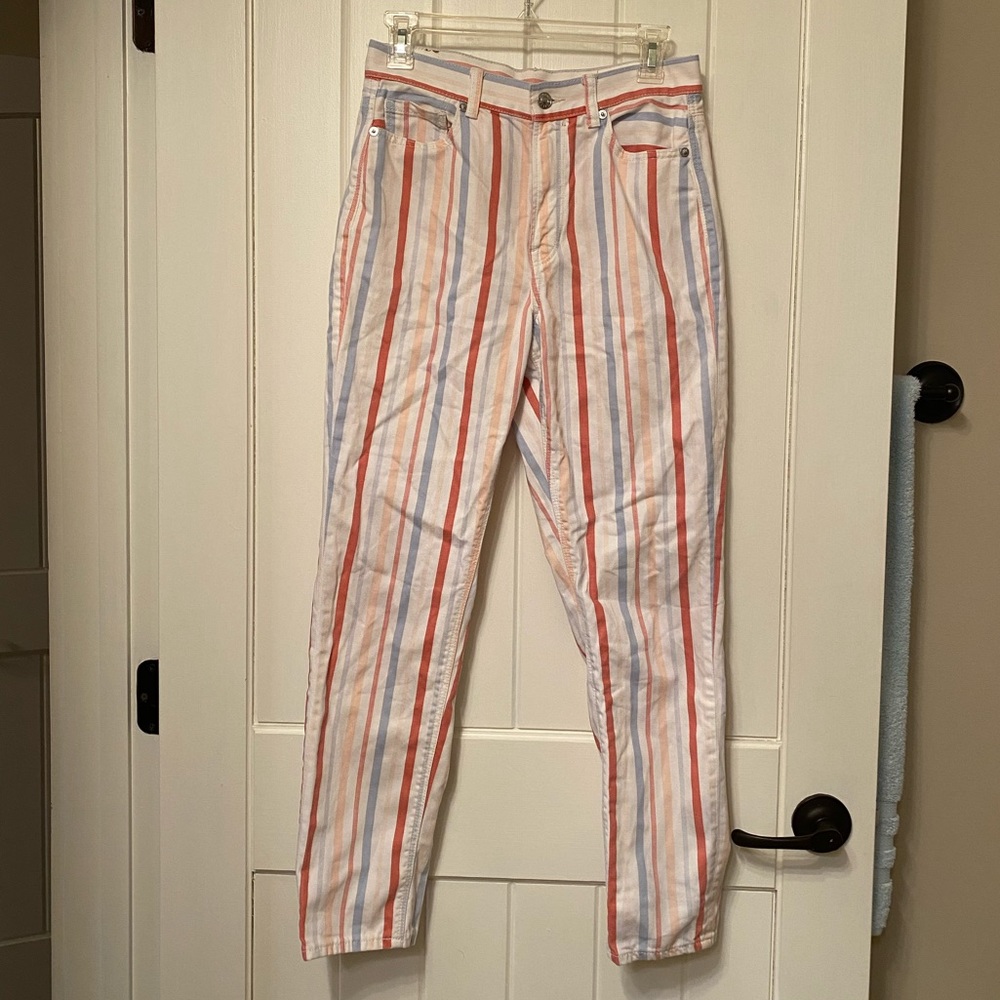 Striped, American Eagle, High Waisted Mom Jeans